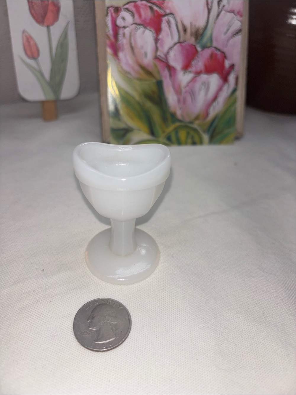 White Milk Glass Goblet Accent - Home Decor